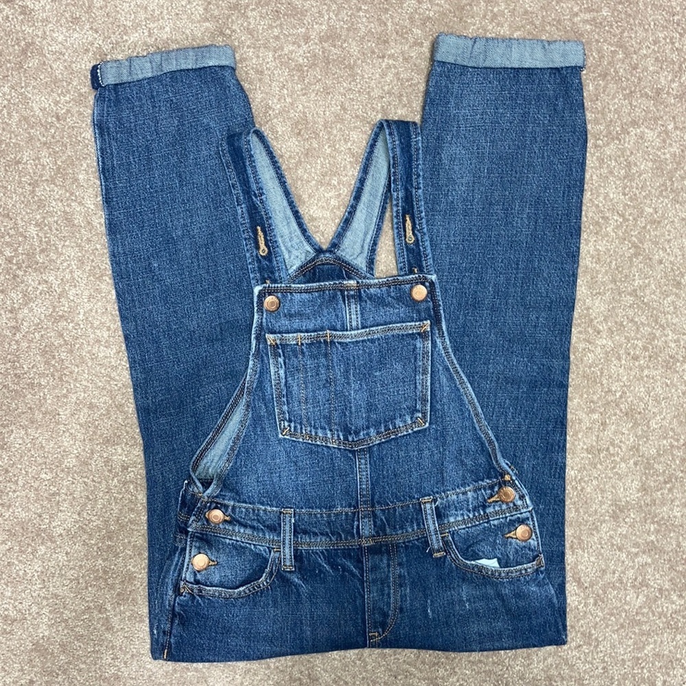 Old navy large 10/12 distressed denim overalls